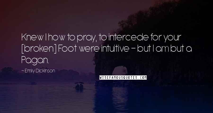 Emily Dickinson Quotes: Knew I how to pray, to intercede for your [broken] Foot were intuitive - but I am but a Pagan.