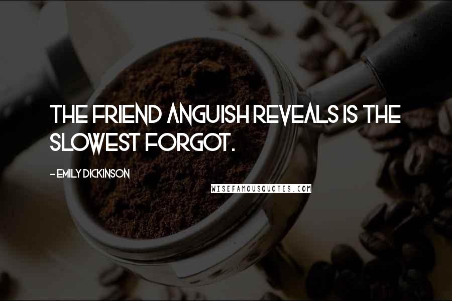 Emily Dickinson Quotes: The friend anguish reveals is the slowest forgot.