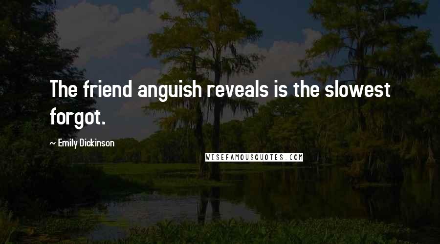 Emily Dickinson Quotes: The friend anguish reveals is the slowest forgot.