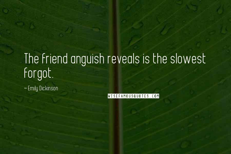 Emily Dickinson Quotes: The friend anguish reveals is the slowest forgot.