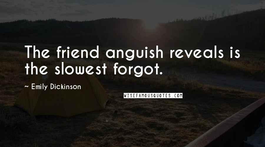 Emily Dickinson Quotes: The friend anguish reveals is the slowest forgot.