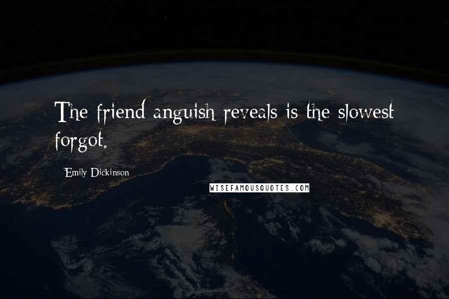 Emily Dickinson Quotes: The friend anguish reveals is the slowest forgot.