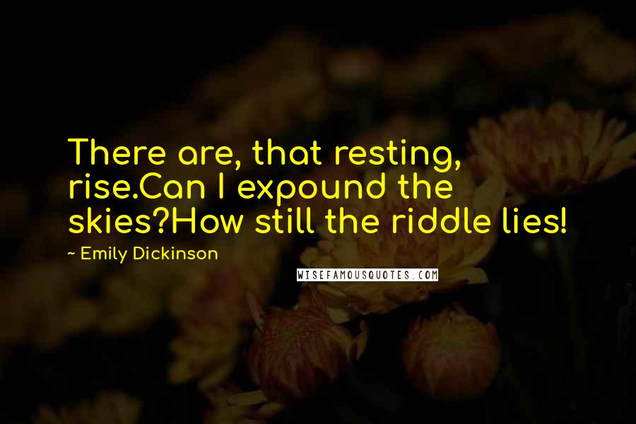 Emily Dickinson Quotes: There are, that resting, rise.Can I expound the skies?How still the riddle lies!