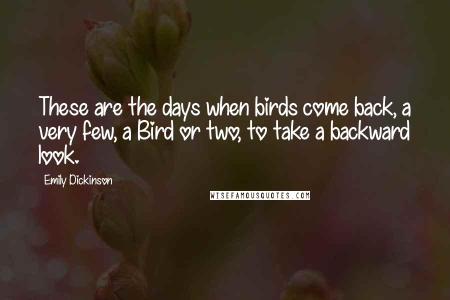 Emily Dickinson Quotes: These are the days when birds come back, a very few, a Bird or two, to take a backward look.