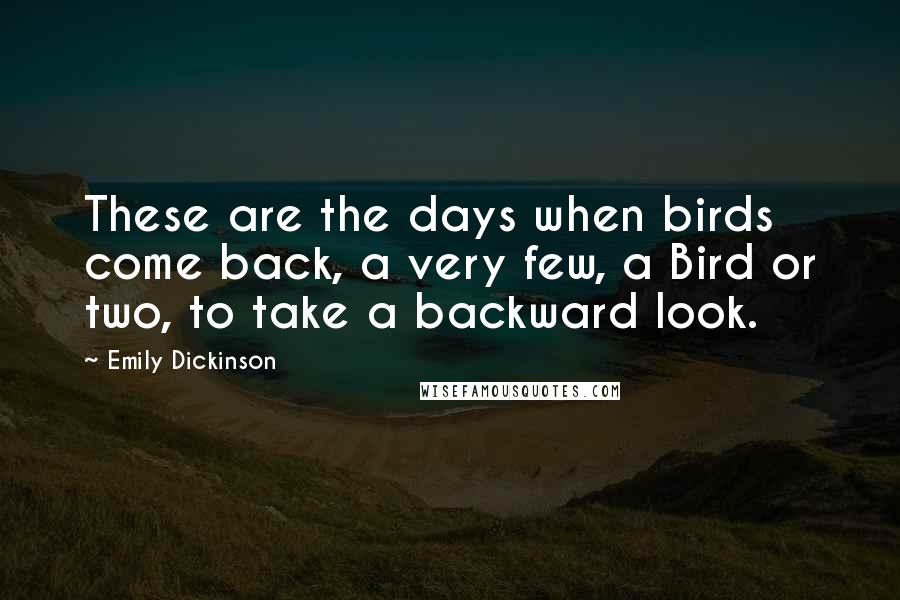 Emily Dickinson Quotes: These are the days when birds come back, a very few, a Bird or two, to take a backward look.