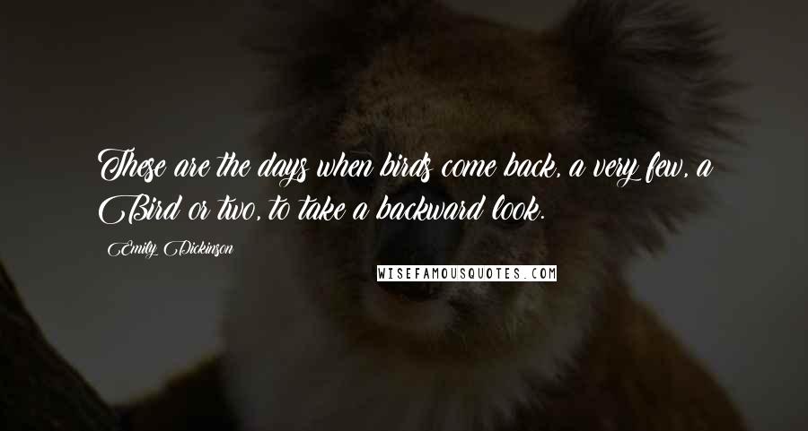 Emily Dickinson Quotes: These are the days when birds come back, a very few, a Bird or two, to take a backward look.