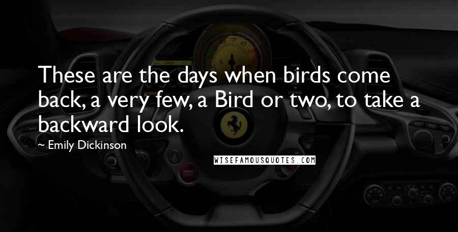 Emily Dickinson Quotes: These are the days when birds come back, a very few, a Bird or two, to take a backward look.