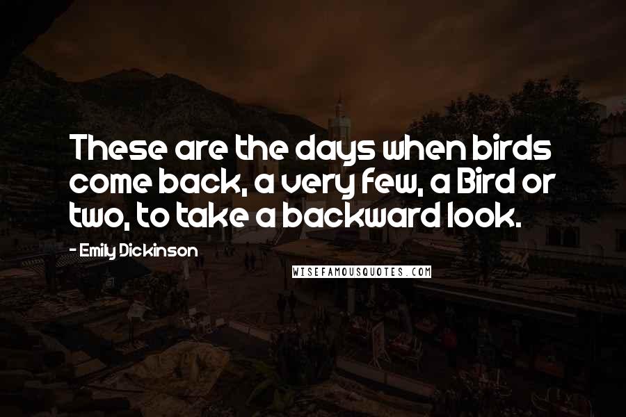 Emily Dickinson Quotes: These are the days when birds come back, a very few, a Bird or two, to take a backward look.