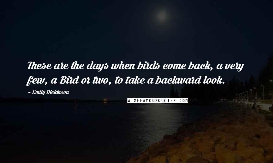 Emily Dickinson Quotes: These are the days when birds come back, a very few, a Bird or two, to take a backward look.