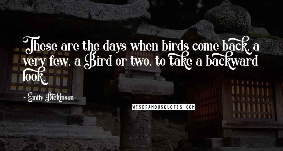 Emily Dickinson Quotes: These are the days when birds come back, a very few, a Bird or two, to take a backward look.