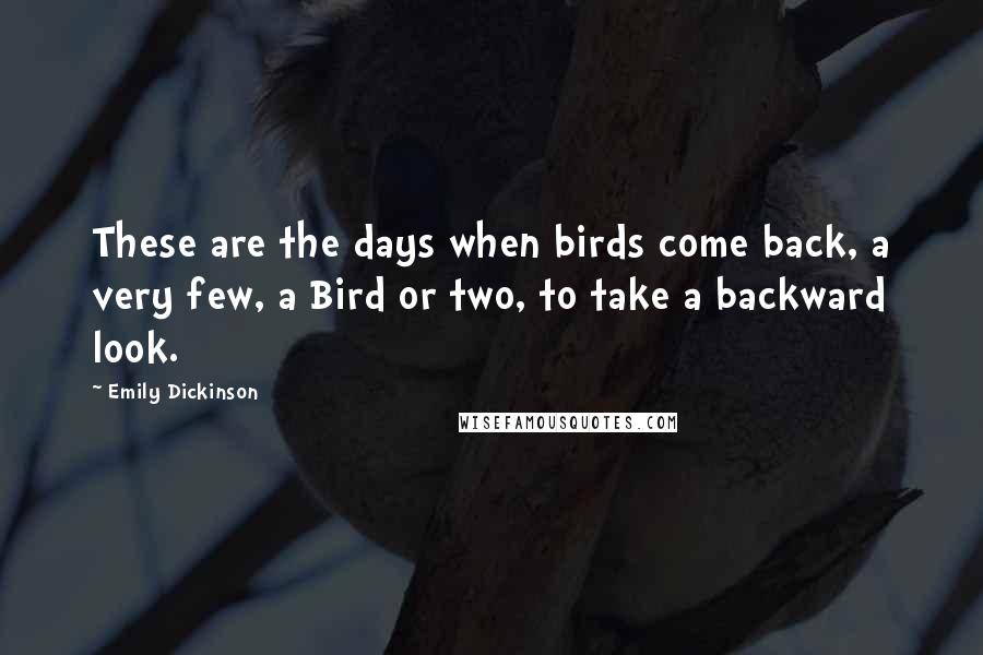 Emily Dickinson Quotes: These are the days when birds come back, a very few, a Bird or two, to take a backward look.