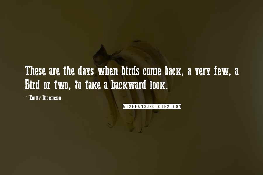 Emily Dickinson Quotes: These are the days when birds come back, a very few, a Bird or two, to take a backward look.