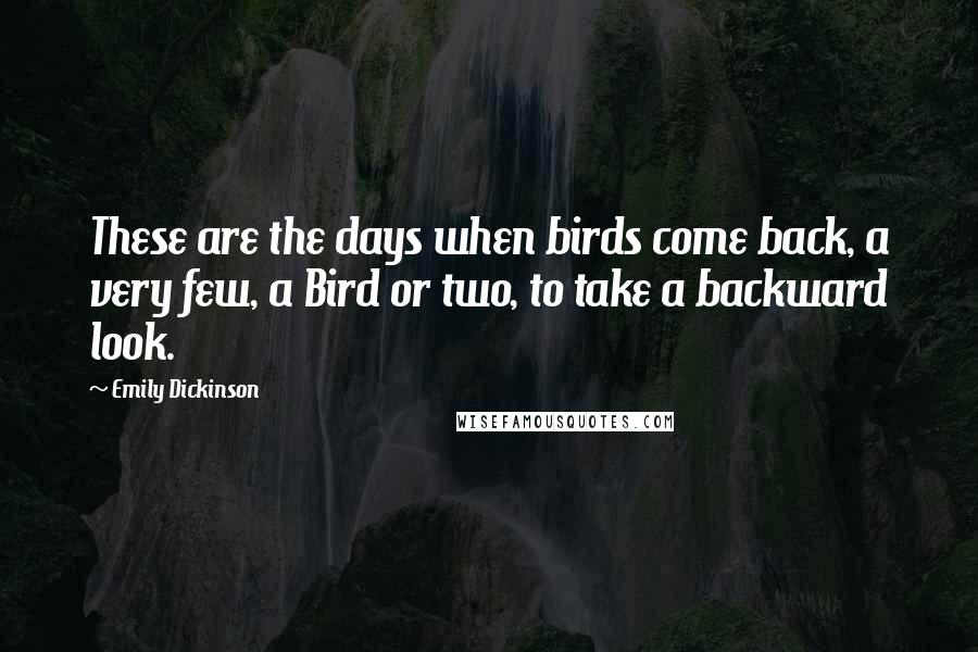 Emily Dickinson Quotes: These are the days when birds come back, a very few, a Bird or two, to take a backward look.