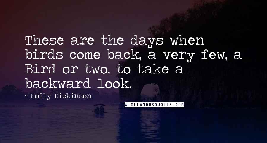 Emily Dickinson Quotes: These are the days when birds come back, a very few, a Bird or two, to take a backward look.