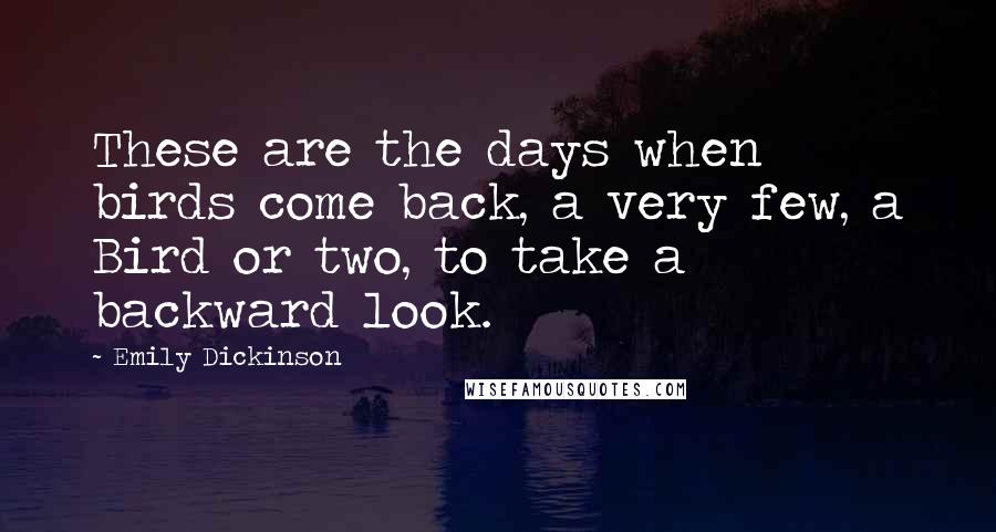 Emily Dickinson Quotes: These are the days when birds come back, a very few, a Bird or two, to take a backward look.