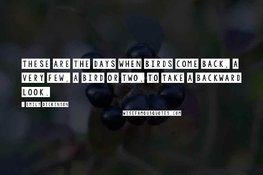 Emily Dickinson Quotes: These are the days when birds come back, a very few, a Bird or two, to take a backward look.