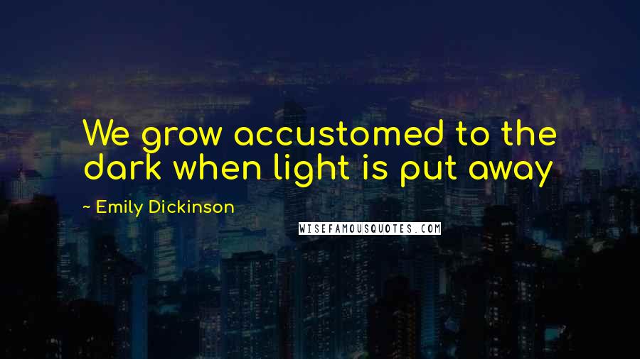 Emily Dickinson Quotes: We grow accustomed to the dark when light is put away