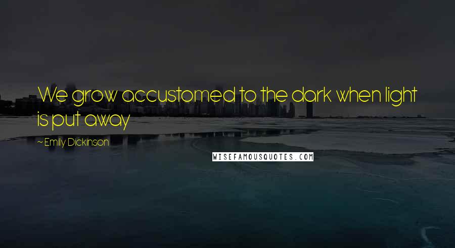 Emily Dickinson Quotes: We grow accustomed to the dark when light is put away