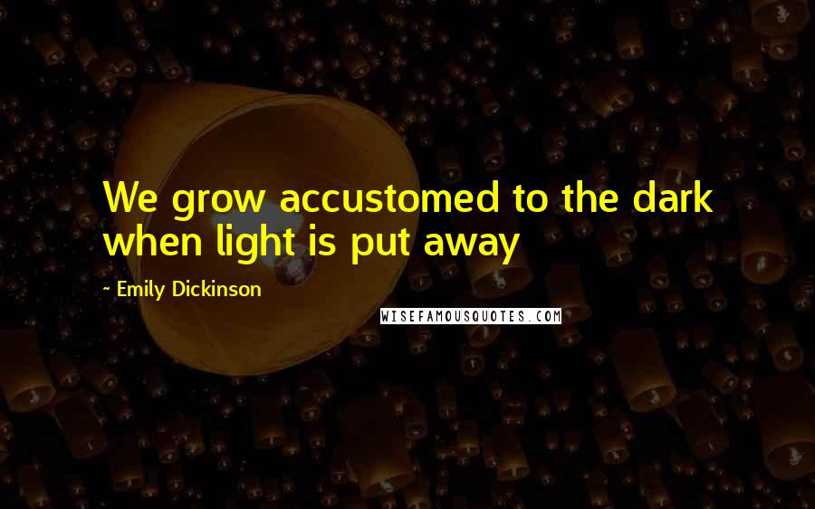 Emily Dickinson Quotes: We grow accustomed to the dark when light is put away