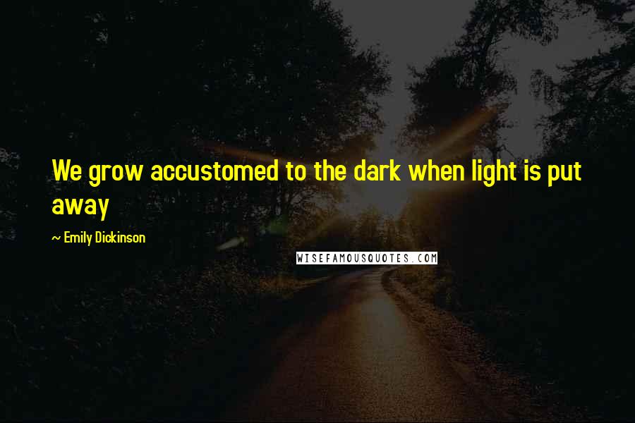 Emily Dickinson Quotes: We grow accustomed to the dark when light is put away