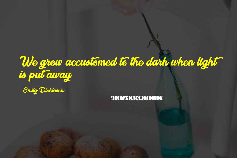 Emily Dickinson Quotes: We grow accustomed to the dark when light is put away