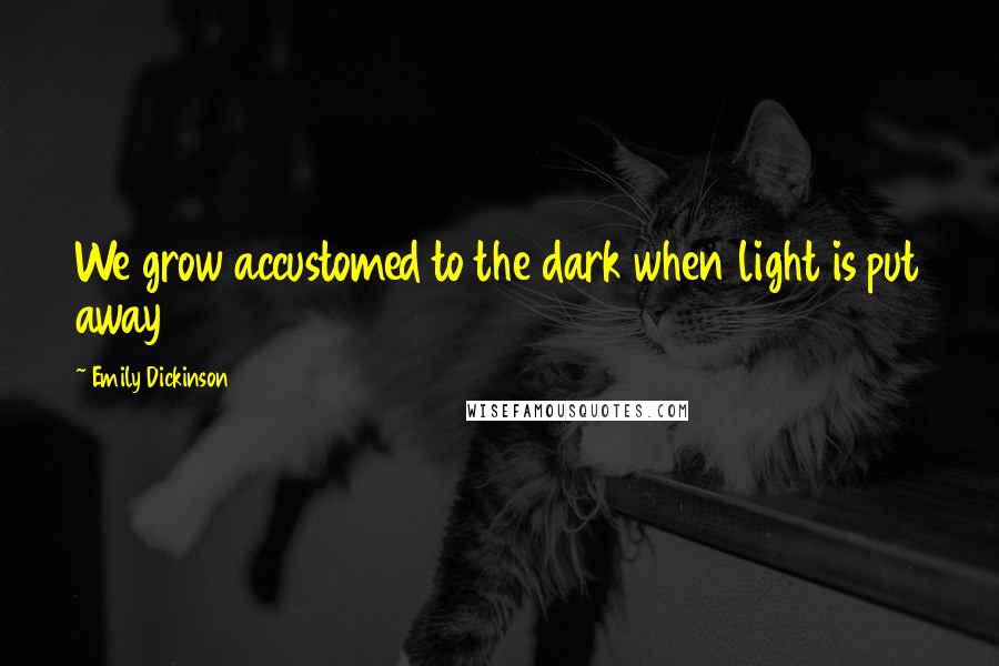 Emily Dickinson Quotes: We grow accustomed to the dark when light is put away