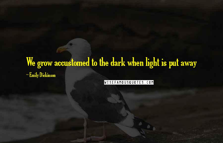 Emily Dickinson Quotes: We grow accustomed to the dark when light is put away