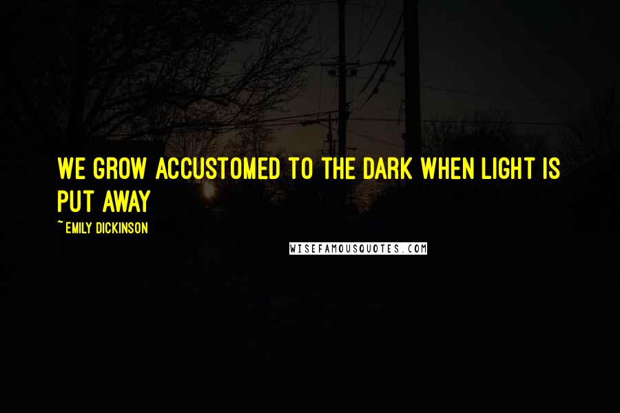 Emily Dickinson Quotes: We grow accustomed to the dark when light is put away