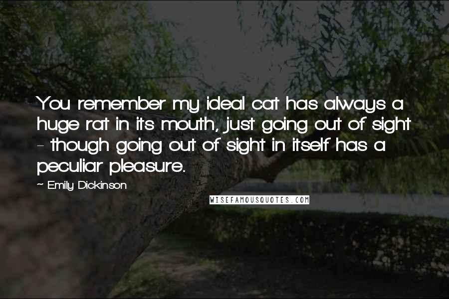 Emily Dickinson Quotes: You remember my ideal cat has always a huge rat in its mouth, just going out of sight - though going out of sight in itself has a peculiar pleasure.