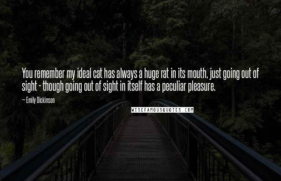 Emily Dickinson Quotes: You remember my ideal cat has always a huge rat in its mouth, just going out of sight - though going out of sight in itself has a peculiar pleasure.