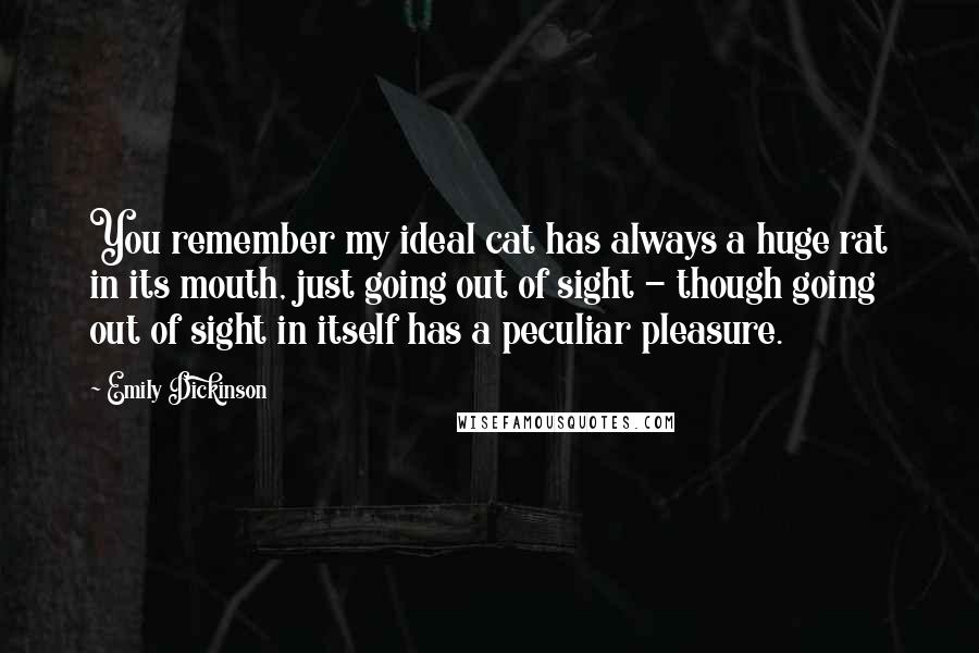 Emily Dickinson Quotes: You remember my ideal cat has always a huge rat in its mouth, just going out of sight - though going out of sight in itself has a peculiar pleasure.