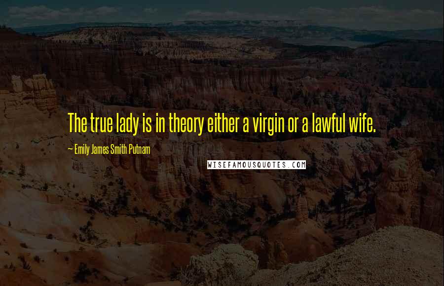 Emily James Smith Putnam Quotes: The true lady is in theory either a virgin or a lawful wife.