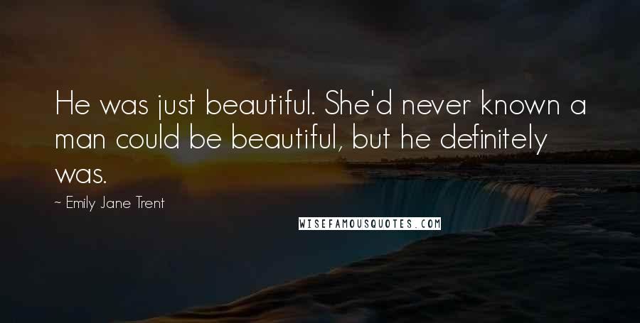 Emily Jane Trent Quotes: He was just beautiful. She'd never known a man could be beautiful, but he definitely was.