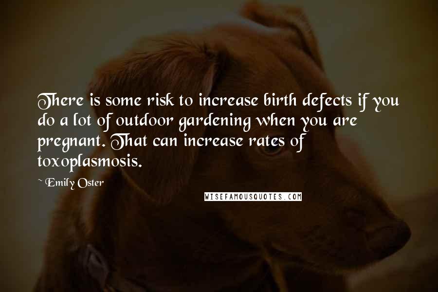 Emily Oster Quotes: There is some risk to increase birth defects if you do a lot of outdoor gardening when you are pregnant. That can increase rates of toxoplasmosis.