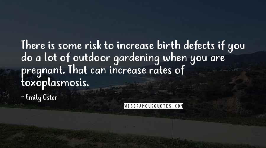 Emily Oster Quotes: There is some risk to increase birth defects if you do a lot of outdoor gardening when you are pregnant. That can increase rates of toxoplasmosis.