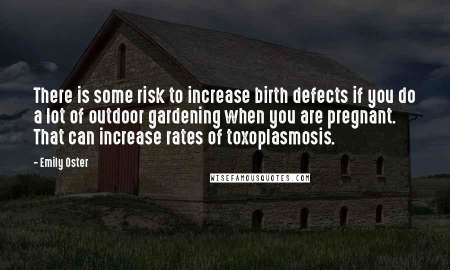 Emily Oster Quotes: There is some risk to increase birth defects if you do a lot of outdoor gardening when you are pregnant. That can increase rates of toxoplasmosis.