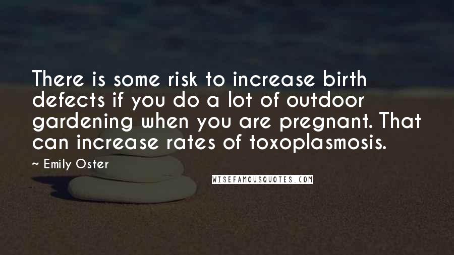 Emily Oster Quotes: There is some risk to increase birth defects if you do a lot of outdoor gardening when you are pregnant. That can increase rates of toxoplasmosis.