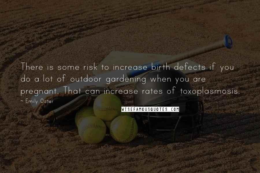 Emily Oster Quotes: There is some risk to increase birth defects if you do a lot of outdoor gardening when you are pregnant. That can increase rates of toxoplasmosis.