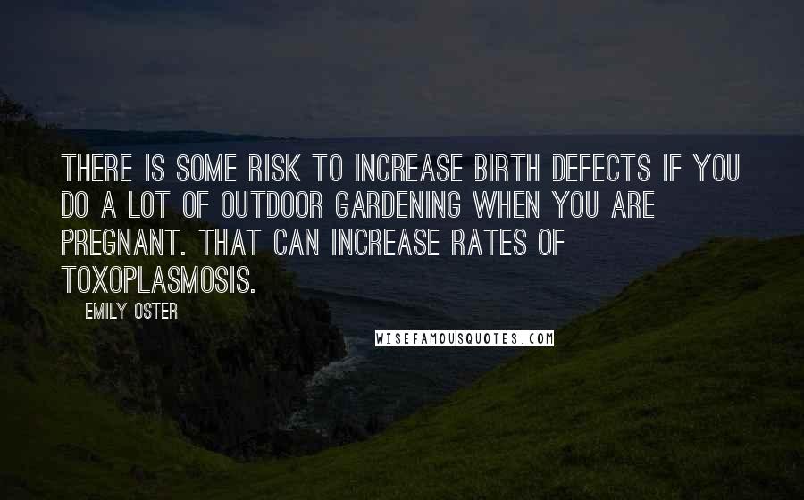 Emily Oster Quotes: There is some risk to increase birth defects if you do a lot of outdoor gardening when you are pregnant. That can increase rates of toxoplasmosis.