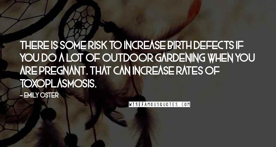 Emily Oster Quotes: There is some risk to increase birth defects if you do a lot of outdoor gardening when you are pregnant. That can increase rates of toxoplasmosis.