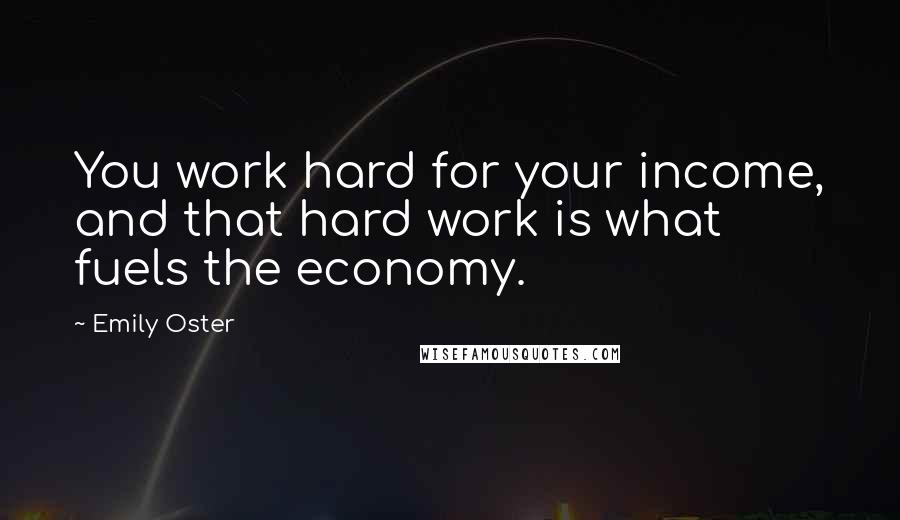 Emily Oster Quotes: You work hard for your income, and that hard work is what fuels the economy.