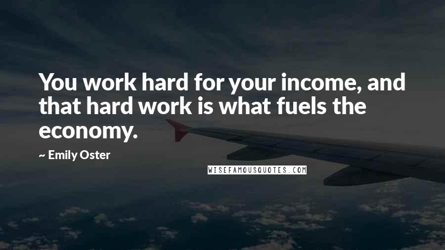 Emily Oster Quotes: You work hard for your income, and that hard work is what fuels the economy.