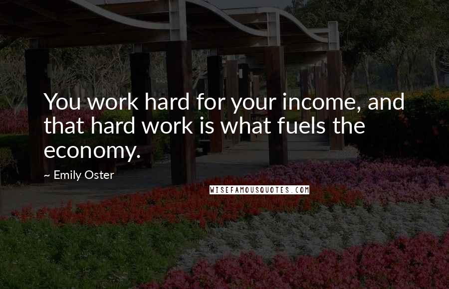 Emily Oster Quotes: You work hard for your income, and that hard work is what fuels the economy.