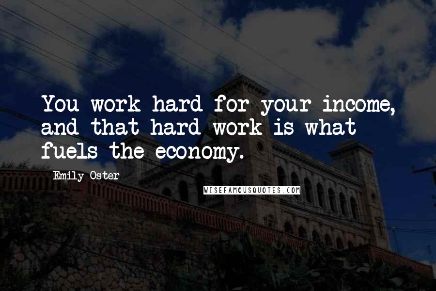 Emily Oster Quotes: You work hard for your income, and that hard work is what fuels the economy.