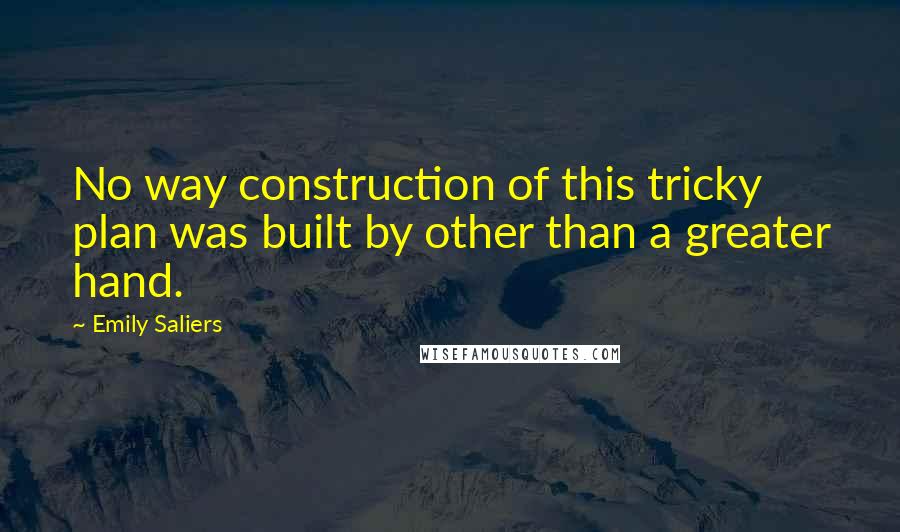 Emily Saliers Quotes: No way construction of this tricky plan was built by other than a greater hand.