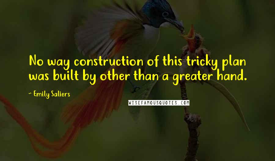 Emily Saliers Quotes: No way construction of this tricky plan was built by other than a greater hand.