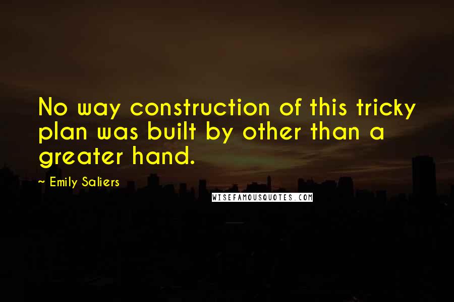 Emily Saliers Quotes: No way construction of this tricky plan was built by other than a greater hand.