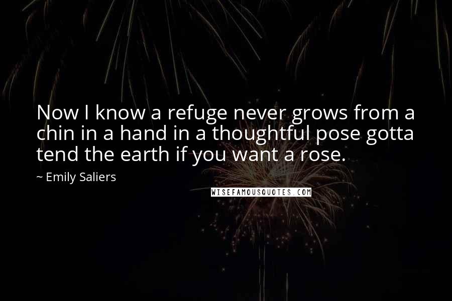 Emily Saliers Quotes: Now I know a refuge never grows from a chin in a hand in a thoughtful pose gotta tend the earth if you want a rose.