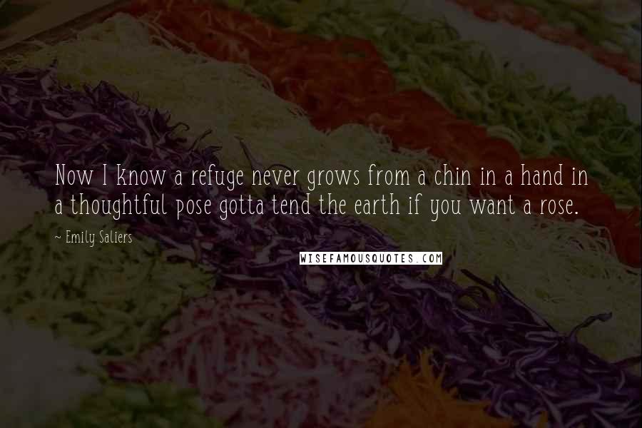 Emily Saliers Quotes: Now I know a refuge never grows from a chin in a hand in a thoughtful pose gotta tend the earth if you want a rose.