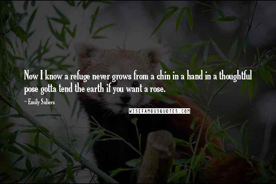 Emily Saliers Quotes: Now I know a refuge never grows from a chin in a hand in a thoughtful pose gotta tend the earth if you want a rose.